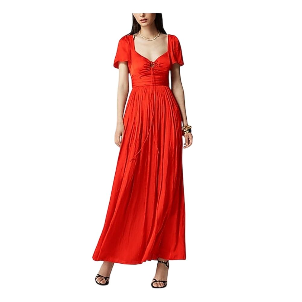 J.Crew Collection Red Polyester Flutter-Sleeve Ma… - image 1